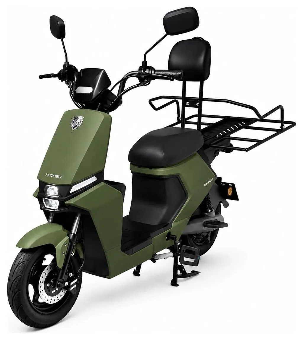 Elektrokolo Kucher Courier s nosičem na kurýrní tašky – barva olivová